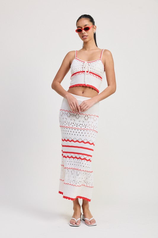 Maxi Crochet Skirt - model wearing full length