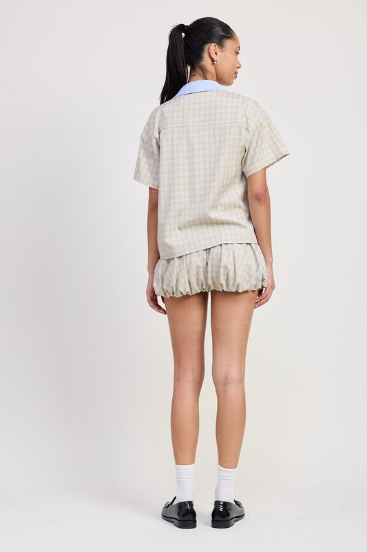 Mix Media Oversized Shirt Purple - flat lay