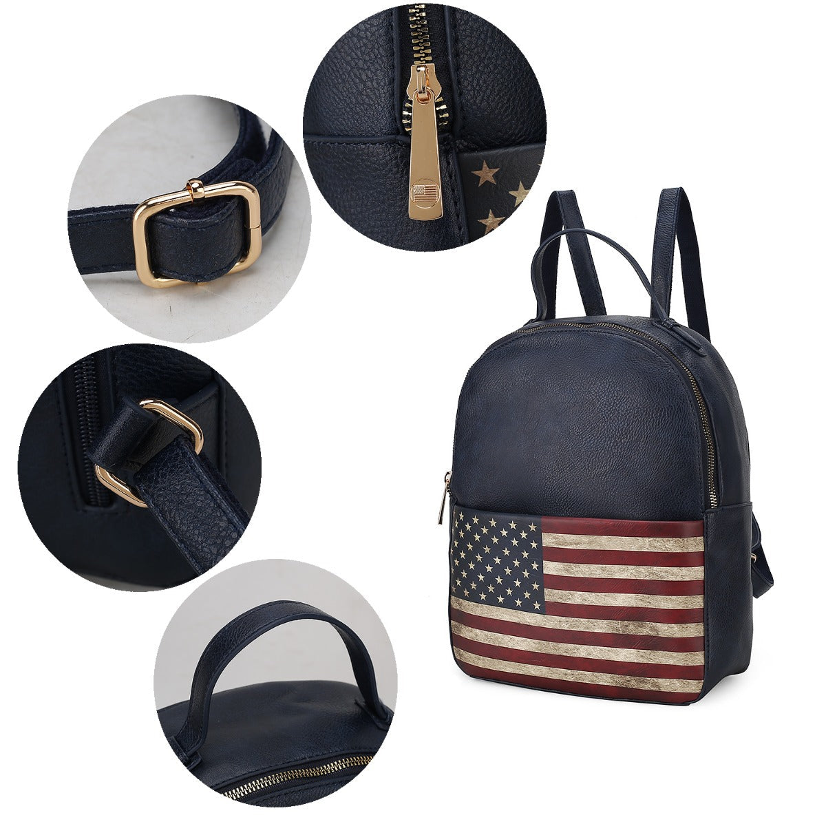 MKF Collection by Mia K. Briella Flag Print Backpack for Women, Vegan Leather Patriotic Bookbag by MKF Collection by Mia K.