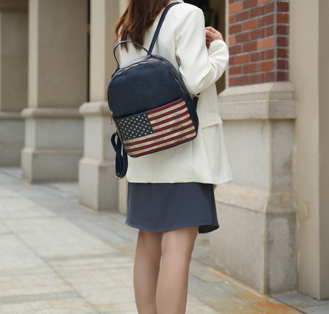 MKF Collection by Mia K. Briella Flag Print Backpack for Women, Vegan Leather Patriotic Bookbag by MKF Collection by Mia K.