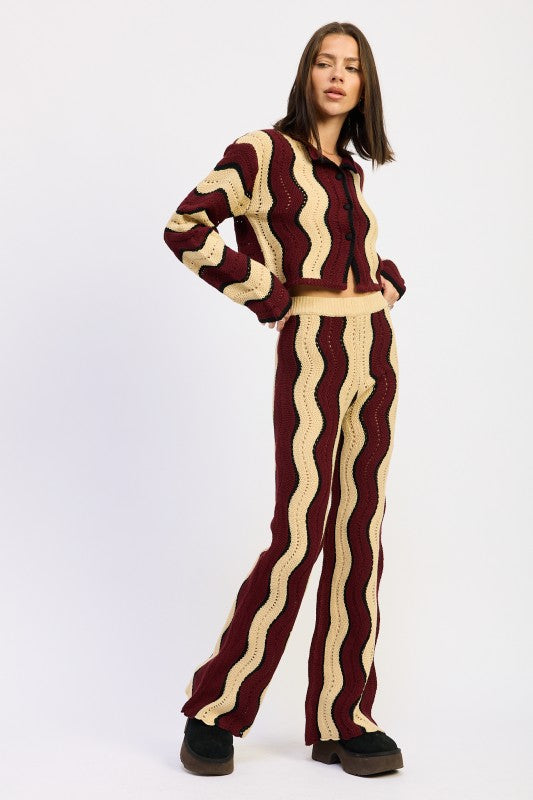 Multi Color Sweater Pants - model wearing full length