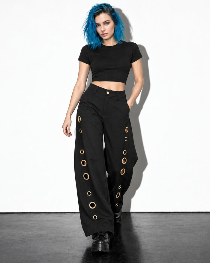 Eclipse Grommet Wide-Leg Pants