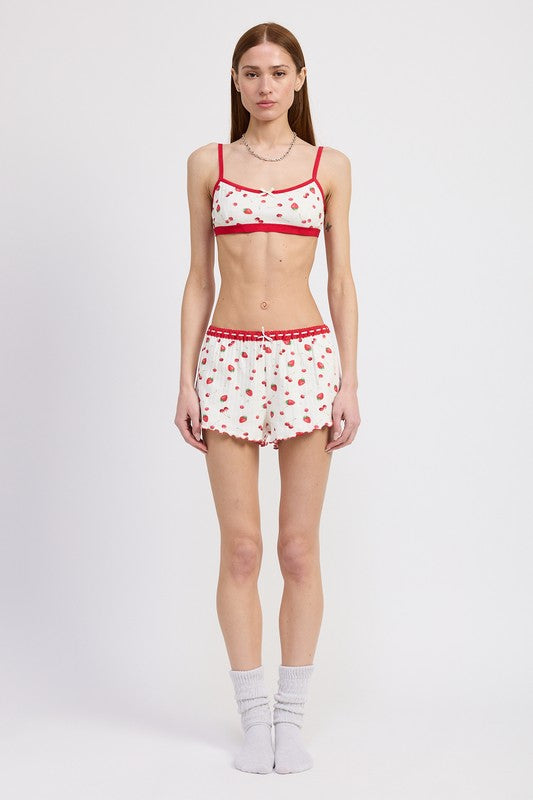 Printed Jersey Bralette - model wearing full length