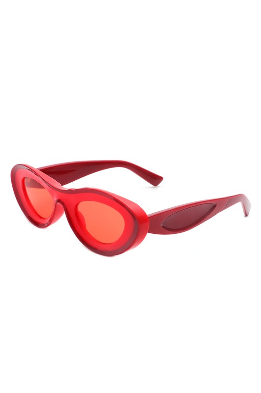 Retro Oval Bold Futuristic Sunglasses - styled outfit view