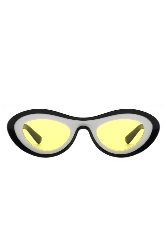 Retro Oval Bold Futuristic Sunglasses - alternate angle