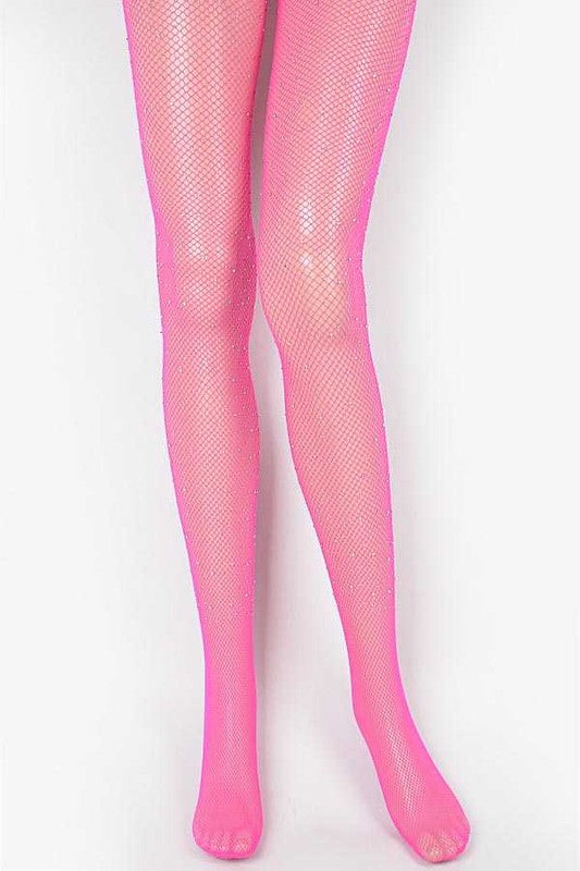 Rhinestone Accent Fishnet Stocking - front view
