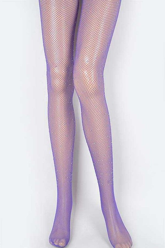 Rhinestone Accent Fishnet Stocking - flat lay