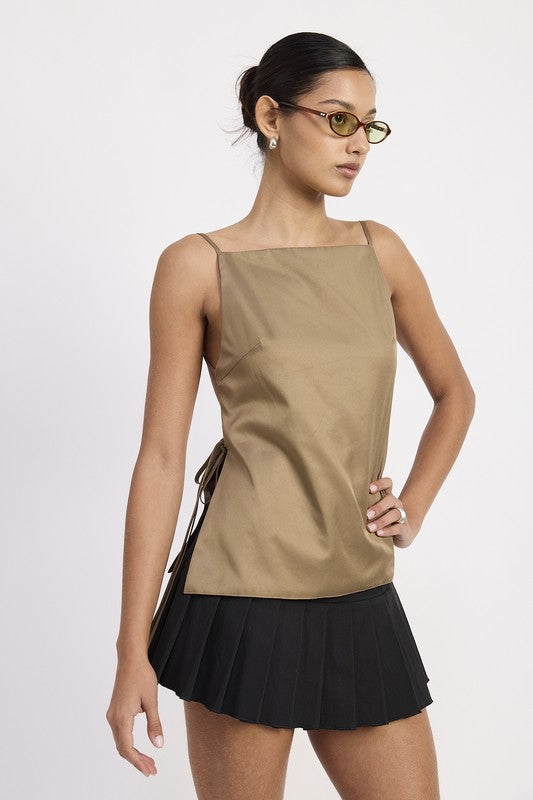 Spaghetti Strap Top with Open Back - front view