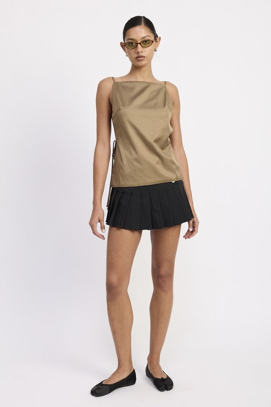 Spaghetti Strap Top with Open Back - side profile view