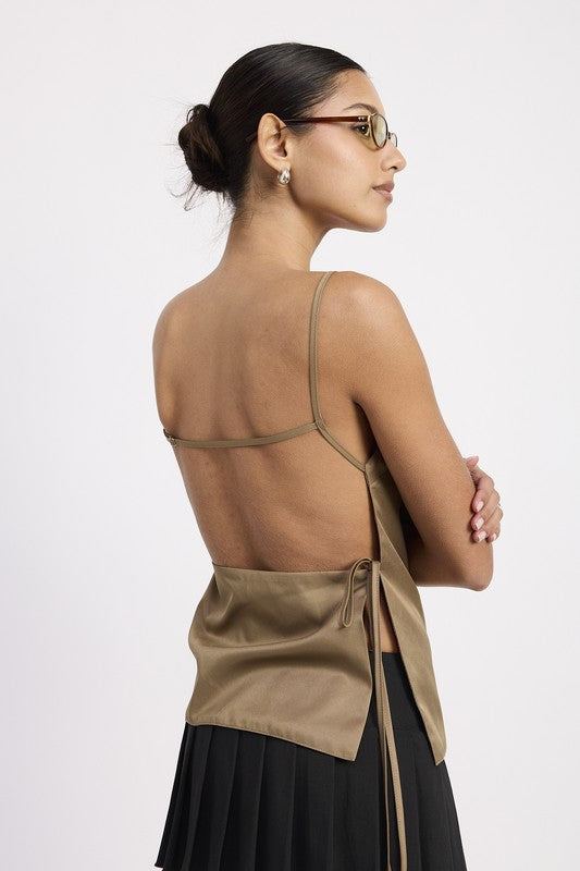 Spaghetti Strap Top with Open Back - texture and fabric detail