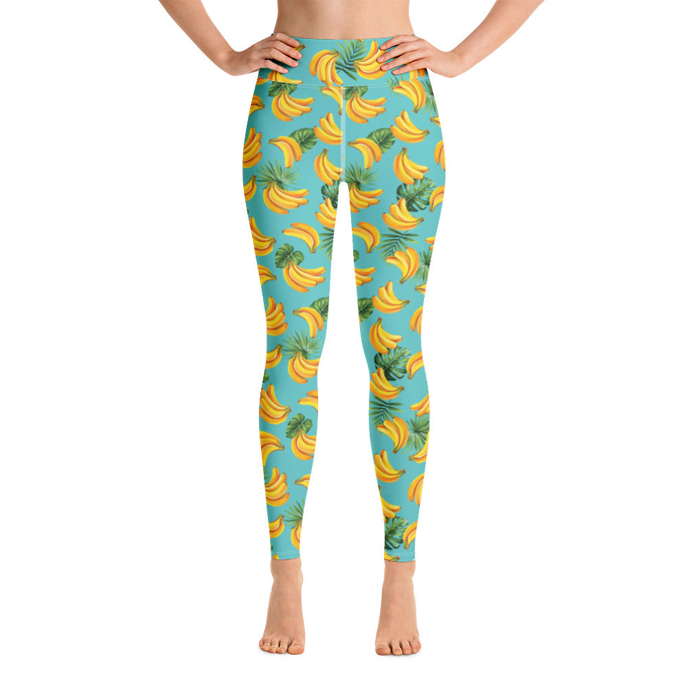 Women's Tropical Banana Mania Yoga Leggings - Sustainable Activewear from Tropical Seas Clothing 