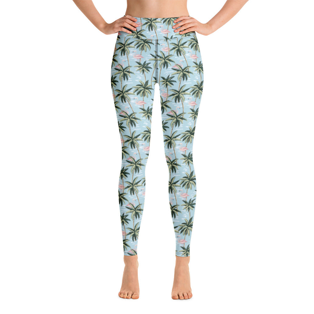 Womens Tropical Flamingo Yoga Leggings - Sustainable Activewear from Tropical Seas Clothing 