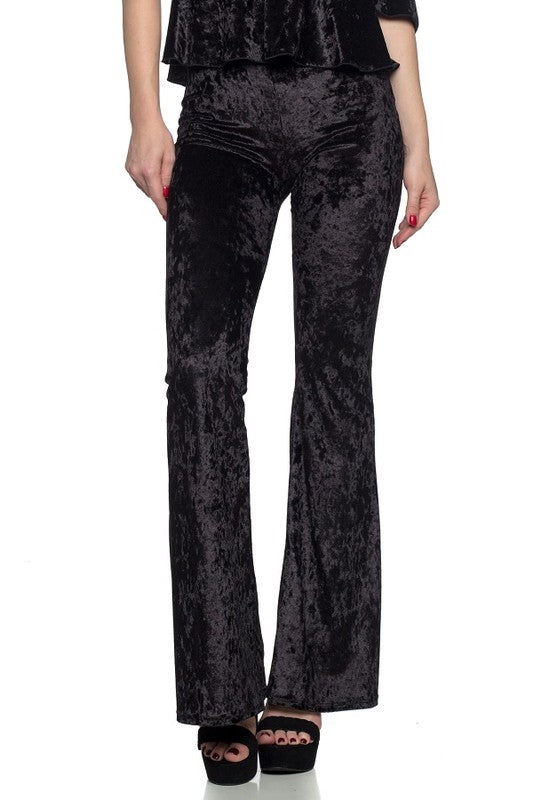 Velvet Flare Pants - side profile view
