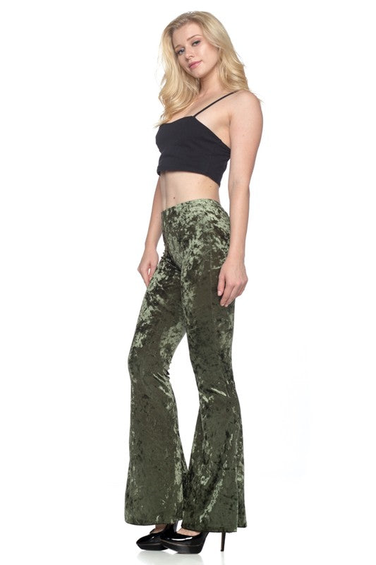 Velvet Flare Pants - model wearing full length